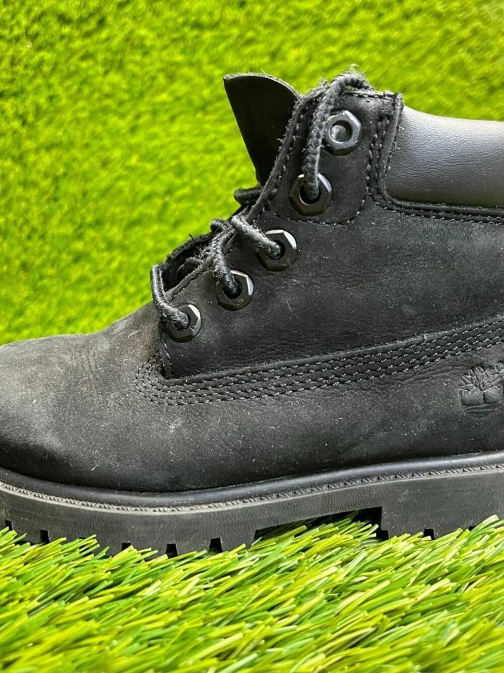 Timberland‎ Premium 6-Inch Boys Size 8C Black Outdoor Leather Waterproof Boots